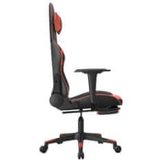 Vidaxl Gaming stol z oporo za noge črno in rdeče umetno usnje