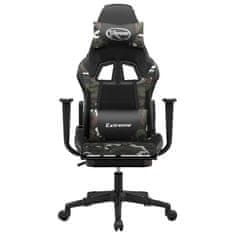 Vidaxl Gaming stol z oporo za noge črno in kamuflažno umetno usnje