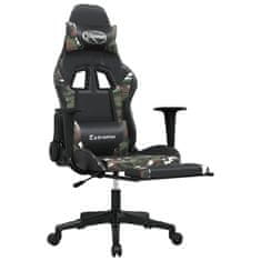 Vidaxl Gaming stol z oporo za noge črno in kamuflažno umetno usnje