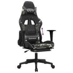 Vidaxl Gaming stol z oporo za noge črno in kamuflažno umetno usnje