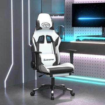 Vidaxl vidaXL igralni stol z naslonom za noge, črno-bel, umetno usnje