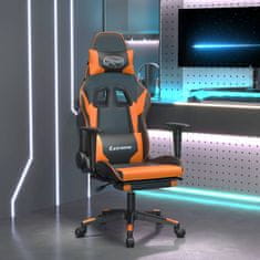 Vidaxl Gaming stol z oporo za noge črno in oranžno umetno usnje