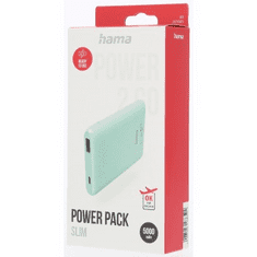 Hama SLIM 5HD, powerbank, 5000 mAh, 1 A, izhod: USB-A, zelena