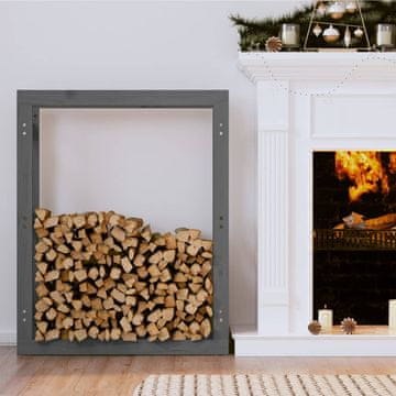 Vidaxl vidaXL Stojalo za drva sivo 80x25x100 cm borov les
