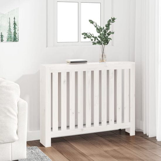Vidaxl Pokrov za radiator bela 108,5x19x84 cm trdna borovina