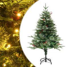 Vidaxl Osvetljena novoletna jelka s storži zelena 120 cm PVC in PE