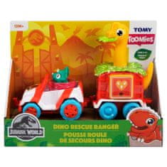 Tomy Dino reševalno vozilo, s pisano prikolico, mini vozilom in dinozavrom