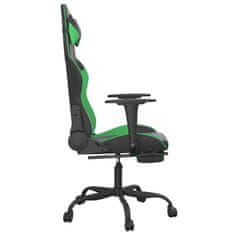 Vidaxl Gaming stol z oporo za noge črno in zeleno umetno usnje