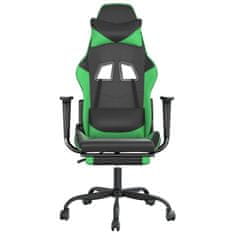 Vidaxl Gaming stol z oporo za noge črno in zeleno umetno usnje