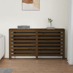 Vidaxl Pokrov za radiator medeno rjav 153x19x84 cm trdna borovina