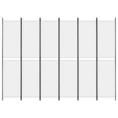 Vidaxl Paravan 6-delni bel 300x220 cm blago