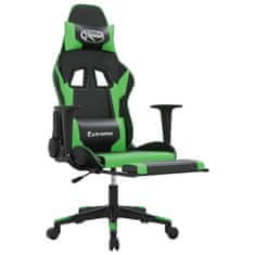 Vidaxl Masažni gaming stol z oporo za noge črno in zeleno umetno usnje