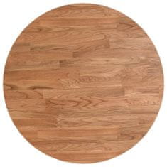 Greatstore Okrogla mizna plošča svetlo rjava Ø40x1,5 cm trdna hrastovina