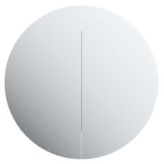 Vidaxl Kopalniška omarica z okroglim ogledalom LED hrast 47x47x17,5 cm