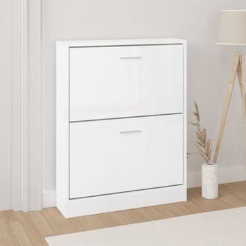 Vidaxl vidaXL Omarica za čevlje visok sijaj bela 59x17x81 cm