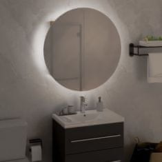 Vidaxl Kopalniška omarica z okroglim ogledalom LED hrast 47x47x17,5 cm