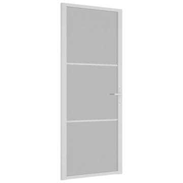 Vidaxl Notranja vrata 83x201,5 cm Bela mat steklo in aluminij