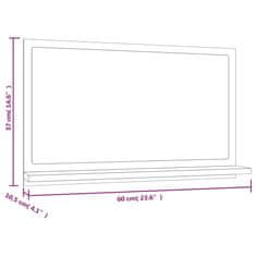 Vidaxl Kopalniško ogledalo rjav hrast 60x10,5x37 cm inženirski les