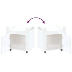 Vidaxl Voziček za pisalno mizo visok sijaj bel 60x45x60 cm inž. les