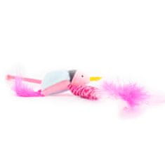 Nobby Igrača za mačke, palica s perjem in ptico, roza
