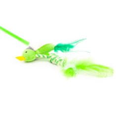 Nobby Igrača za mačke, palica s perjem in ptico, zelena