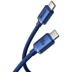 BASEUS Crystal Shine Series podatkovni kabel, USB-C/USB-C, FC, 100W, 2m, moder (CAJY000703)