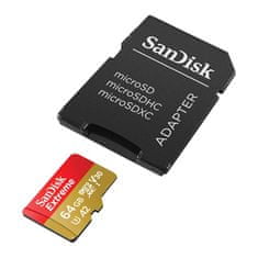 SanDisk Pomnilniška kartica EXTREME microSDXC 64 GB 170/80 MB/s UHS-I U3 (SDSQXAH-064G-GN6MA)