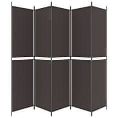 Vidaxl Paravan 5-delni rjav 250x220 cm blago