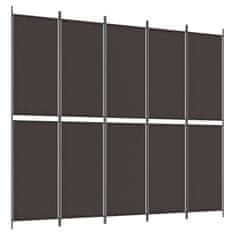 Vidaxl Paravan 5-delni rjav 250x220 cm blago