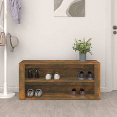 Vidaxl Regal za čevlje dimljen hrast 100x35x45 cm inženirski les