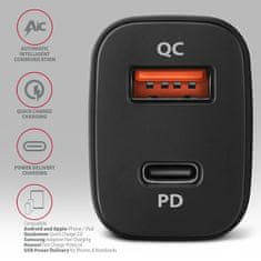 AXAGON PWC-PQ38, PD & QUICK avtomobilski polnilec 38 W, 2x vrata (USB + USB-C), PD3.0/QC3.0/AFC/FCP/Apple