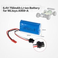 YUNIQUE GREEN-CLEAN 1 kos polnilna lipo baterija (6.4V 750mAh) za avto za A959-A A969-A A979-A K929-A RC Truck 16500