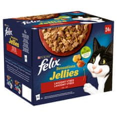 Felix Sensations Jellies govedina s paradižnikom, piščanec s korenjem, raca, jagnjetina v želeju, 96 x 85 g