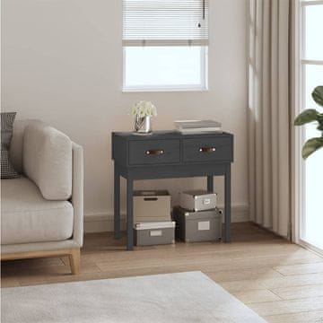 Vidaxl vidaXL Konzolna mizica siva 76,5x40x75 cm masivni borov les