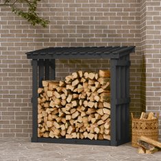 Vidaxl Stojalo za drva sivo 108x64,5x109 cm trdna borovina