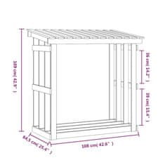 Vidaxl Stojalo za drva 108x64,5x109 cm trdna borovina