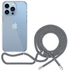 EPICO prozoren ovitek z vrvico za iPhone 13 Pro Max - črno-beli, 60510101000020