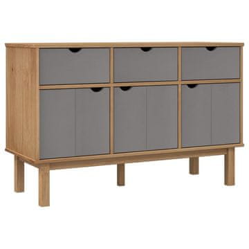 Vidaxl Komoda OTTA rjava in siva 114x43x73,5 cm trdna borovina