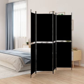 Vidaxl vidaXL 4-delna predelna stena, črna, 200x200 cm, blago