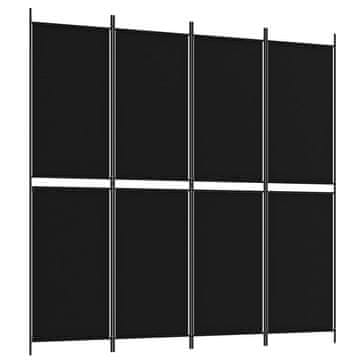 Vidaxl Paravan 4-delni 200x200 cm črno blago