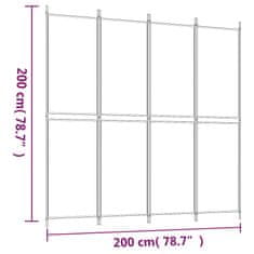 Vidaxl Paravan 4-delni bel 200x200 cm blago