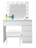 Aga Toaletna miza z ogledalom in osvetlitvijo + tabure Mat bela
