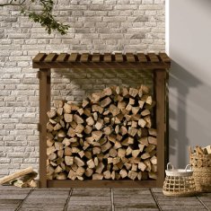 Vidaxl Stojalo za drva medeno rjavo 108x64,5x109 cm trdna borovina