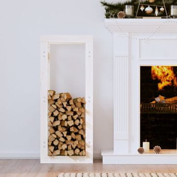 Vidaxl vidaXL Stojalo za drva belo 41x25x100 cm borov les
