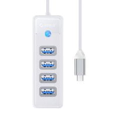 Orico Adapter Hub USB-C za 4x USB 3.0 Orico, 5 Gb/s, 0,15 m (bela)