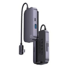 BASEUS Vozlišče 6v1 Baseus PadJoy Series USB-C na USB 3.0 + HDMI + USB-C PD + priključek 3,5 mm + SD/TF (siva)