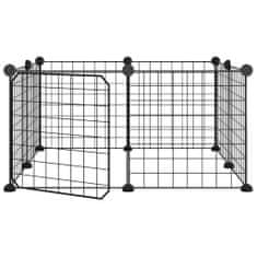 Vidaxl Ograda za hišne ljubljenčke z 8 paneli črna 35x35 cm jeklo