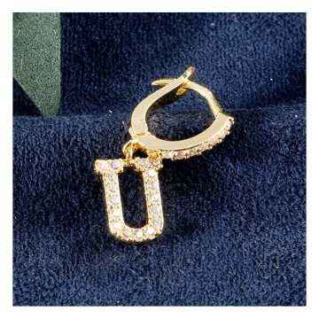 Flamenco Mystique Zlatene uhane v obliki črke U, 14-karatno zlato, s cirkoniem, 1 cm x 2 cm