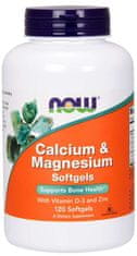 NOW Foods Kalcij & amp; Magnezij, z vitaminom D-3 in cinkom, kalcijem + magnezijem, vitaminom D3 in cinkom, 120 mehkih kapsul