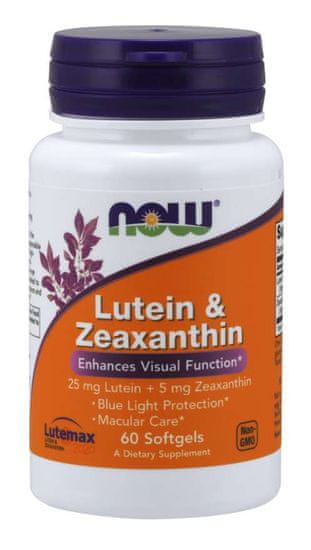 NOW Foods Lutein & amp; Zeaksantin (zdravje oči), 60 mehkih kapsul